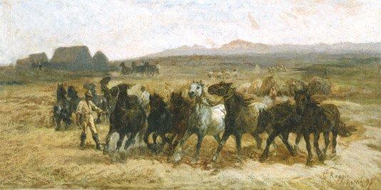 Cappata di cavalli Olio su cartone 34x68